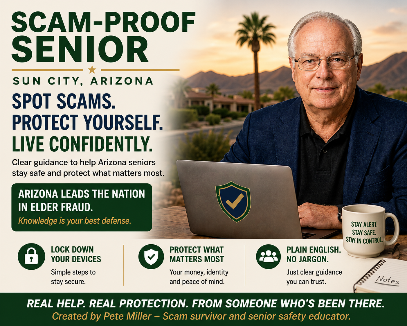 Pete Miller of Scam-Proof Senior presenting practical scam-prevention education
